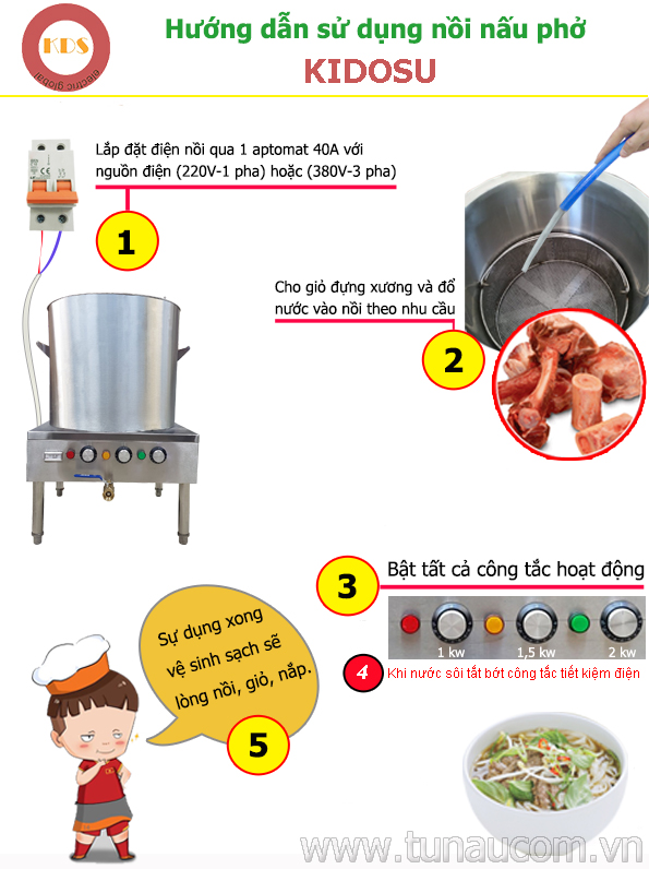 Hướng dẫn sử dụng nồi nấu phở bằng điện